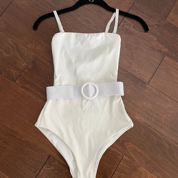 SKIMS Sculpting swim strapless one piece with straps and belt XXS Marble - Picture 4 of 8